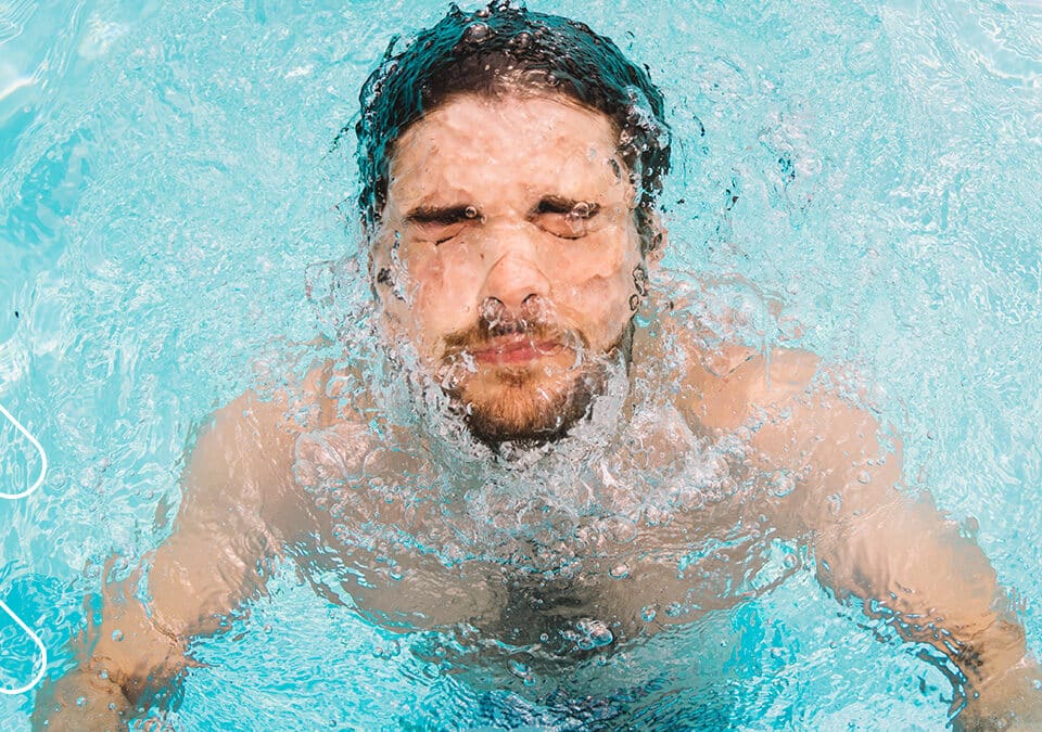 lentillas, piscina, agua, playa